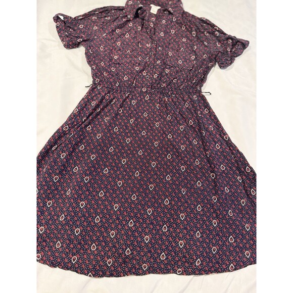 Vintage Y2K Forever 21 babydoll Shirt Dress M Black Red Paisley 90s Office Siren - Picture 3 of 16